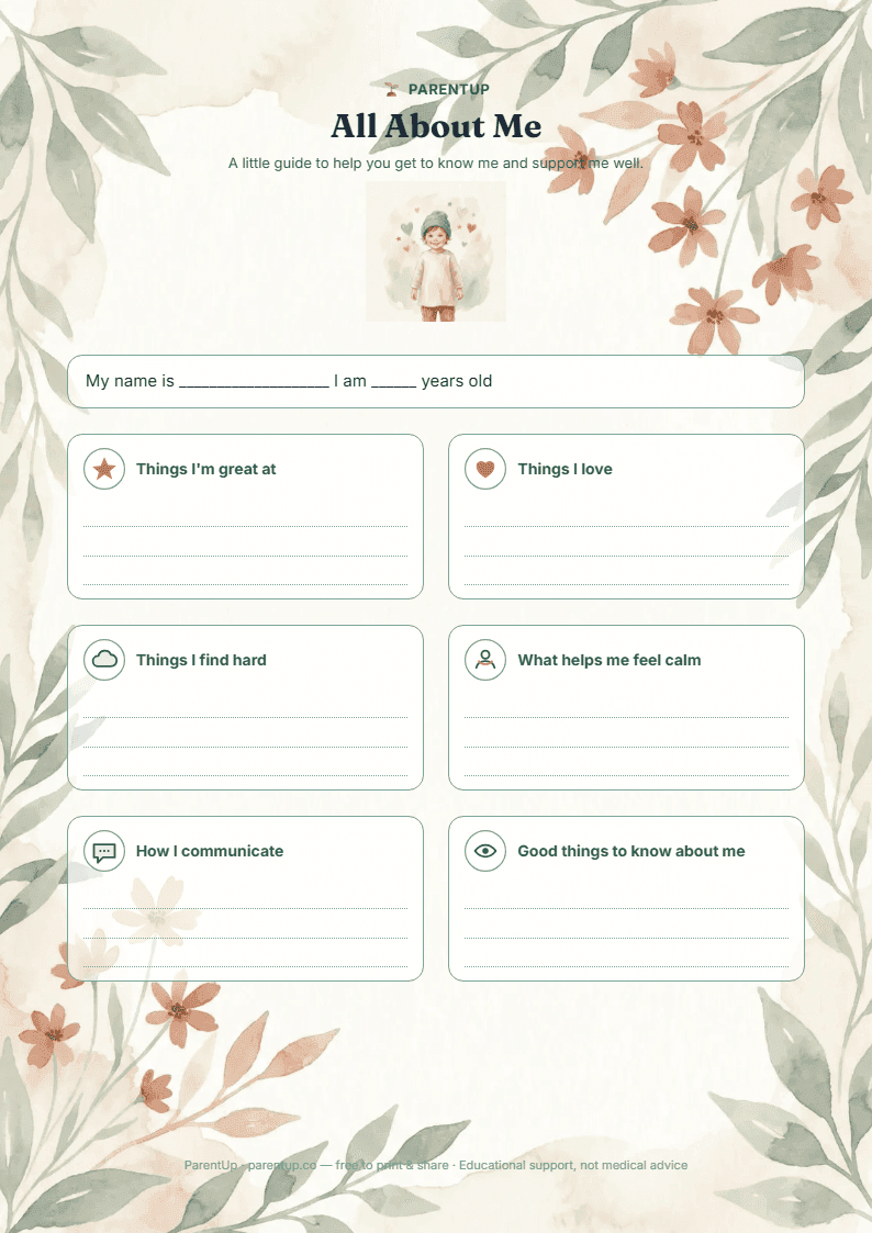 About My Child — One-Pager preview