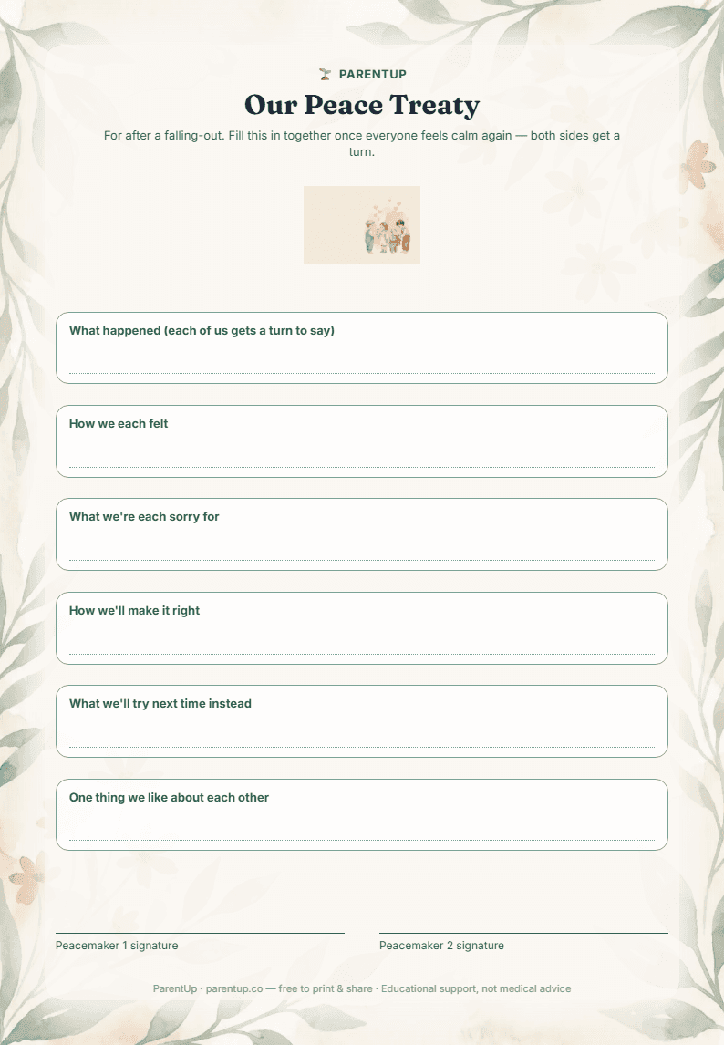 Sibling Peace Treaty — preview of the printable PDF